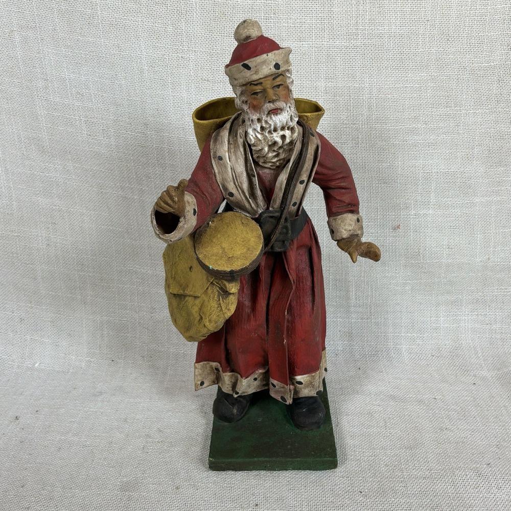 Vintage Old World Paper Mache Santa Claus Figurine Made in Italy NO BAG